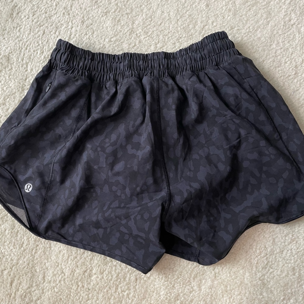 Lululemon great condition black animal print shorts